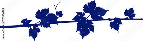 elegant dark blue vine silhouette a icon of natures grace and growth, isolated on transparent background