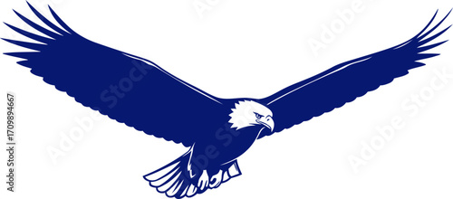 majestic blue eagle in flight a silhouette of freedom and power, isolated on transparent background