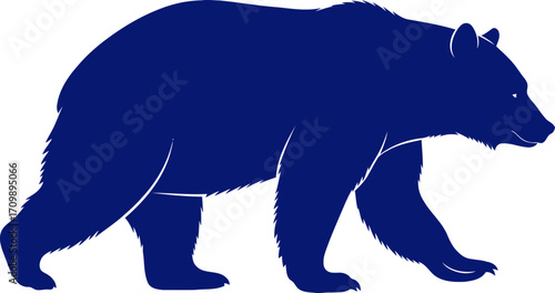 majestic midnight blue bear a silhouette of silent strength and wilderness, isolated on transparent background