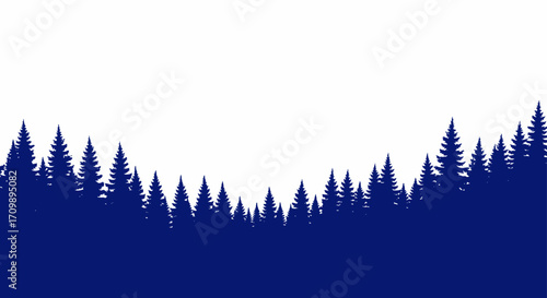 majestic midnight blue pine forest silhouette serene nature design, tranquil landscape graphic, isolated on transparent background