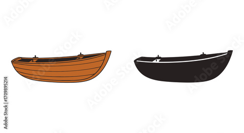 Two boat outlines one light and one dark side by side