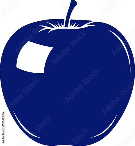 midnight blue apple a graphic of forbidden knowledge and enigmatic wisdom, isolated on transparent background