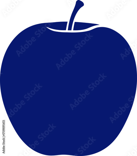 midnight blue apple silhouette a symbol of knowledge, temptation, and forbidden fruit, isolated on transparent background
