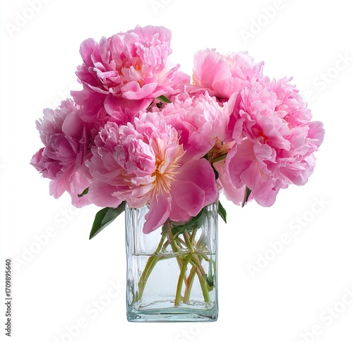 Wallpaper Mural Pink peonies in a clear glass vase (1) Torontodigital.ca