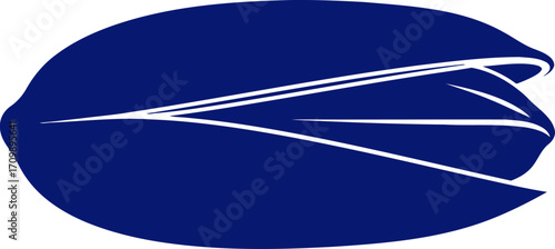 midnight blue abstract almond silhouette, elegant graphic for modern design, isolated on transparent background