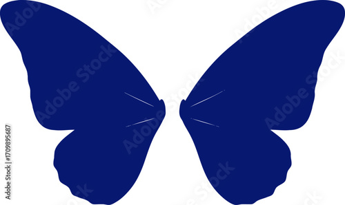 midnight blue butterfly wings icon of serene transformation, isolated on transparent background