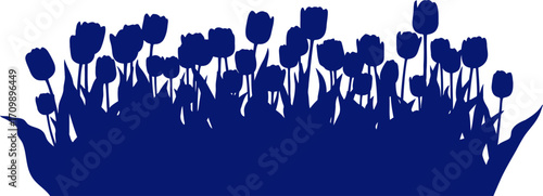 midnight blue tulips silhouette a nocturnal gardens serene beauty, elegant floral design, isolated on transparent background