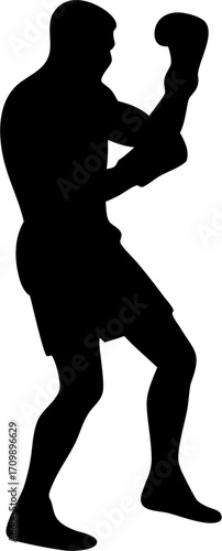 Kickboxing Silhouettes Vector | Martial Arts Fighter Poses | Sports Training Illustration