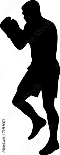 Kickboxing Silhouettes Vector | Martial Arts Fighter Poses | Sports Training Illustration