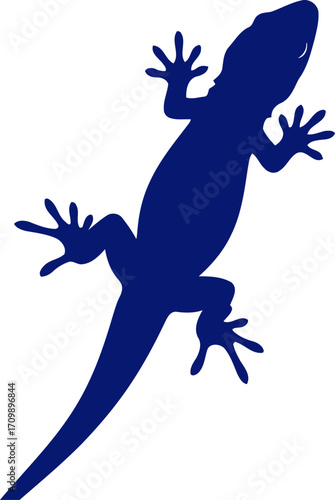serene gecko silhouette azure elegance, reptilian grace, art, isolated on transparent background