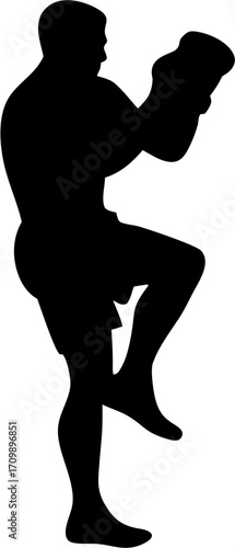 Kickboxing Silhouettes Vector | Martial Arts Fighter Poses | Sports Training Illustration