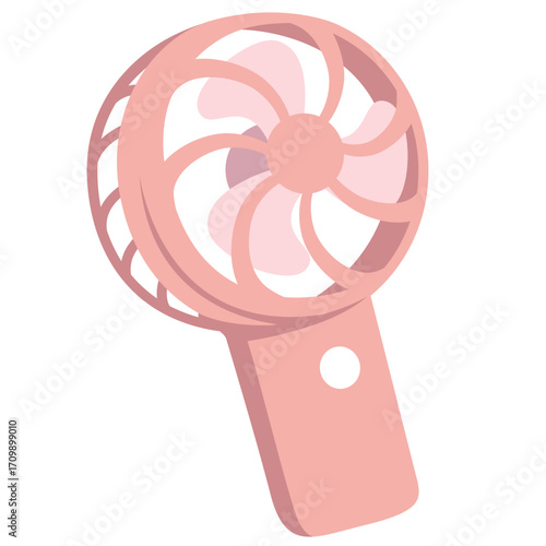 Illustration of Cute Pink Portable Hand Fan Vector Cartoon Clipart