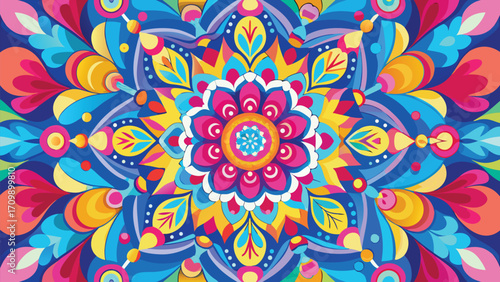 Mandala. Ethnic decorative element. Hand drawn backdrop. Islam, Arabic, Indian, ottoman motifs.