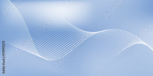 Abstract blue soft gradient background with shining lines waves eps10