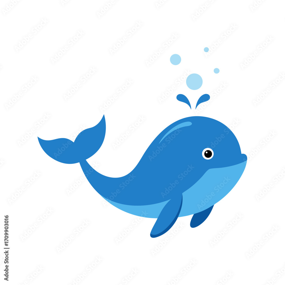 Obraz premium funny whale spraying water cartoon illustration