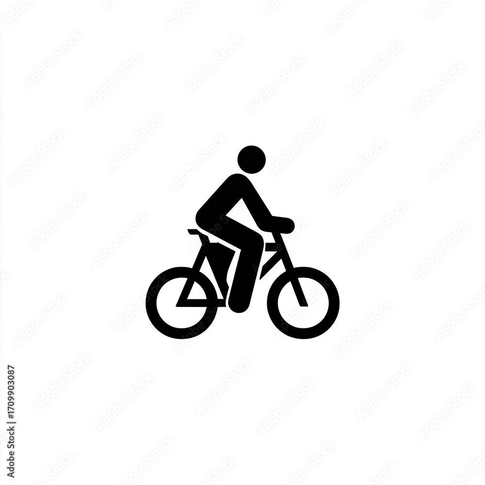 Obraz premium Simple black icon of a person riding a bicycle (3)