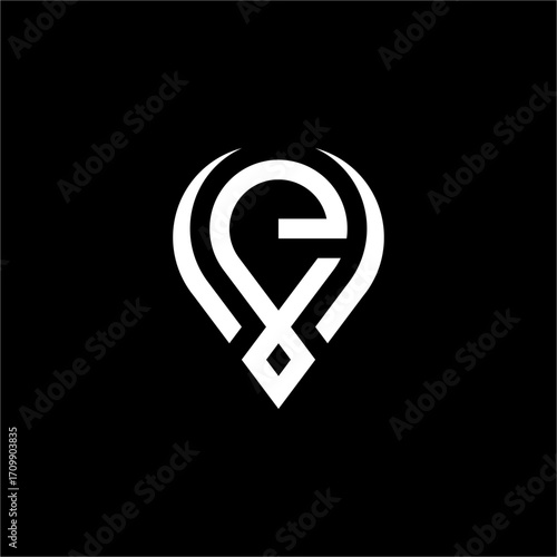 A modern, futuristic map pin logo with a stylized letter E. This elegant design is perfect for brands in navigation, real estate, or local services.