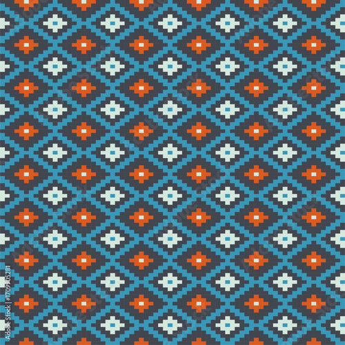 seamless ethnic pixel pattern design vector
