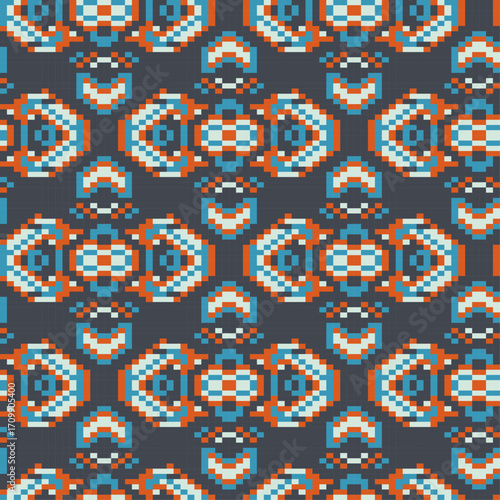 seamless ethnic pixel pattern design vector