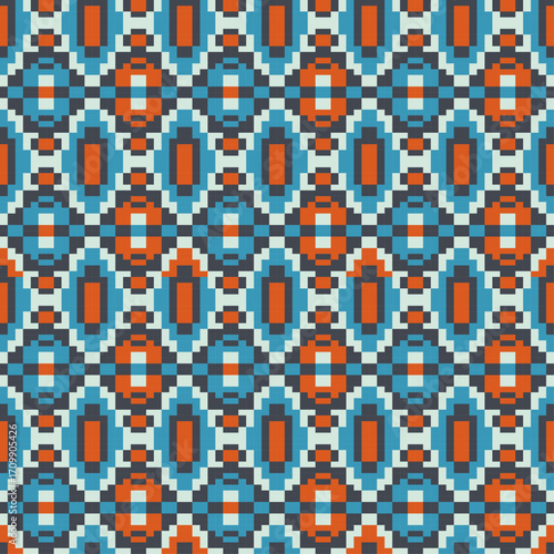 seamless ethnic pixel pattern design vector