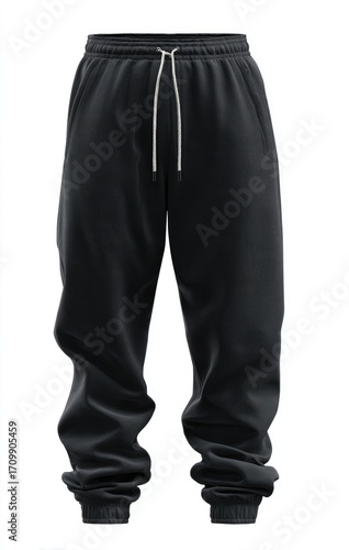 Dark gray/black sweatpants with drawstring