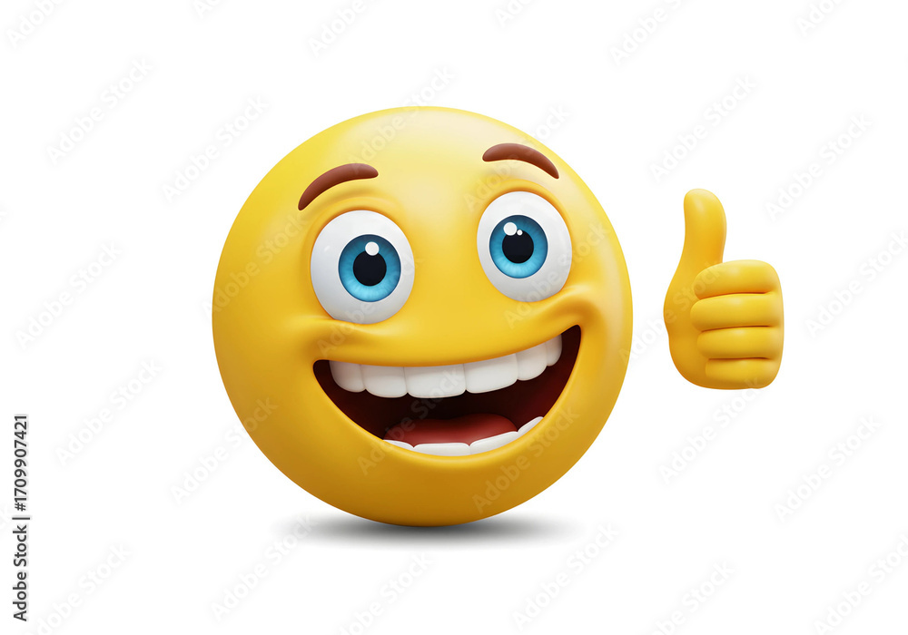 Fototapeta premium thumbs up emoji 3d smiley face