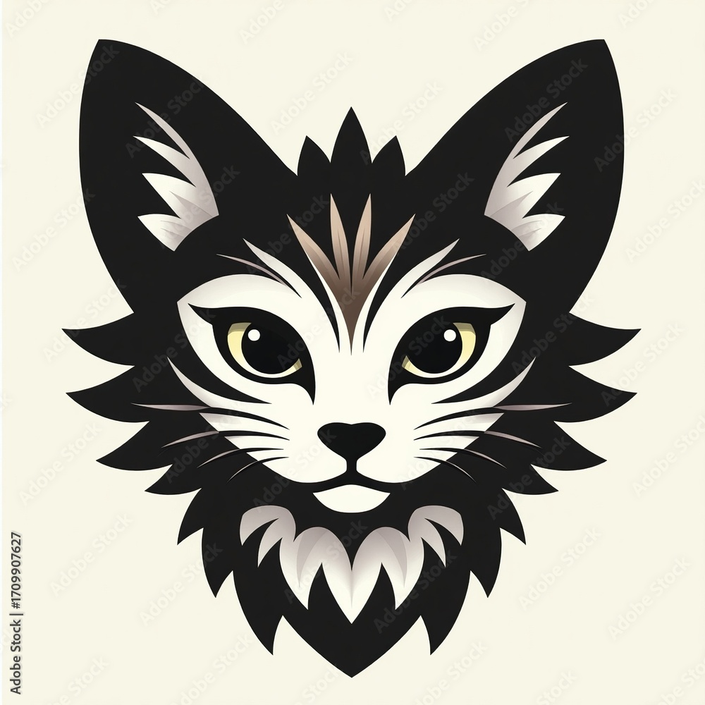 Obraz premium black cat face mascot logo