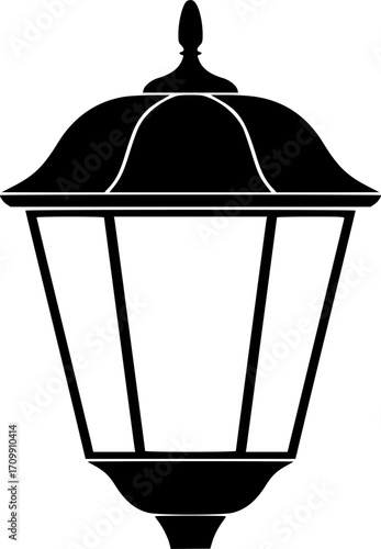 Lantern Silhouette Vector | Vintage Lamp Icon | Festival Light Illustration