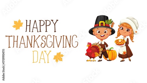 Traditional Thanksgiving Day celebration with festive autumn decorations, roasted turkey, pumpkins, candles, and seasonal food on a wooden table. Warm and cozy holiday atmosphere representing family g