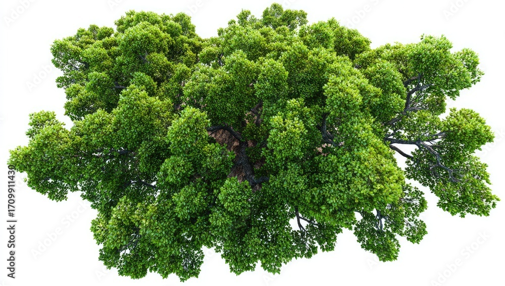Fototapeta premium Dense green tree canopy, aerial view