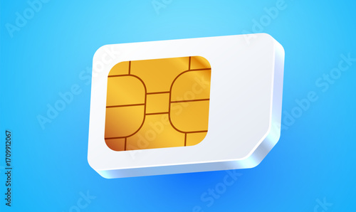 3d sim card chip. Sim card or eSim symbol.