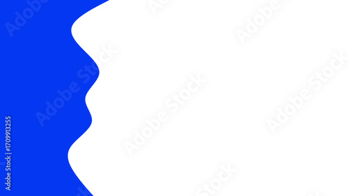 Modern abstract background featuring a fluid blue wave contrasting with pristine white space, perfect for creative design, corporate branding, or digital layouts.