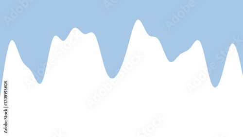 Abstract blue wavy top border on white background, ideal for seasonal designs, winter themes, or graphic elements requiring a fluid, clean aesthetic.