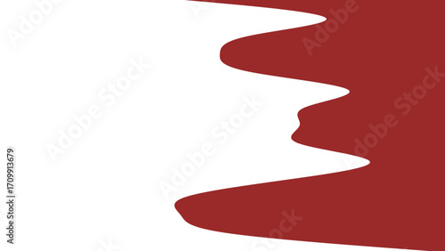 Dynamic abstract background with a wavy border separating deep red and white, offering clean space for text or design.