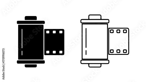 Classic camera film roll icon set for photography enthusiasts.