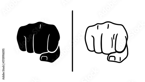 Closeup of a fist clenched tight black and white.