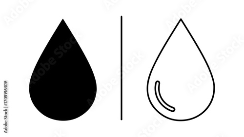 Comparison of Black and White Water Drop Illustrations.