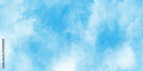 Abstract blue watercolor background,ocean blue paper texture, smooth cloudy sky blue background,Light blue background with watercolor.Background with clouds on blue sky.