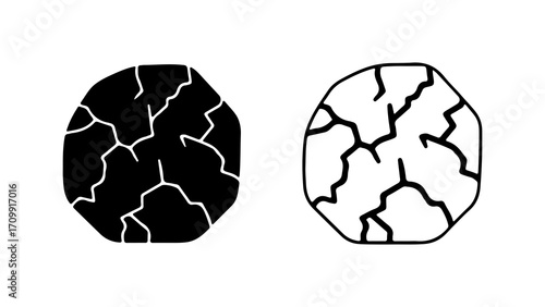 Cracked Earth Texture Icon Set Representing Dryness and Drought.
