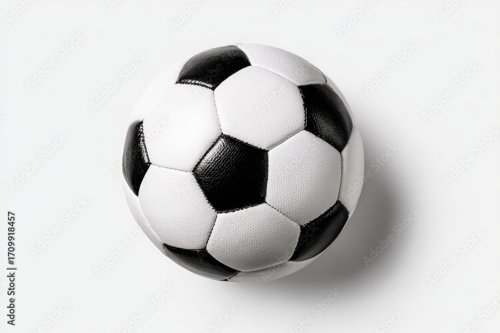 Fototapeta premium Black and white soccer ball, top view