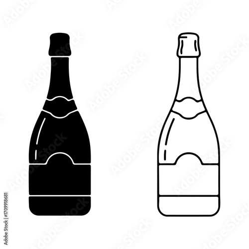 Elegant champagne bottles in black and white perfect for celebration and events 1.