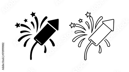 firework rocket exploding with stars and sparks celebration.