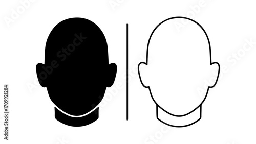 Head silhouettes black and white icons profile views.