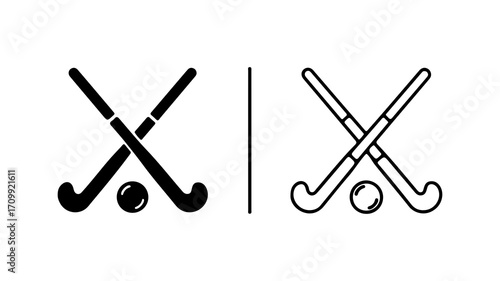 Hockey sticks and ball graphic illustration for sports and games 1.