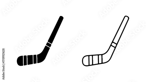 Hockey Sticks Silhouette and Outline Icon Set for Sports Design.