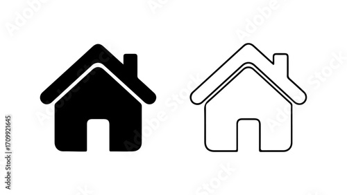 Home Icon Set Black Filled and Outline Versions.