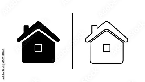 House Icons Black Filled and Outline Versions.