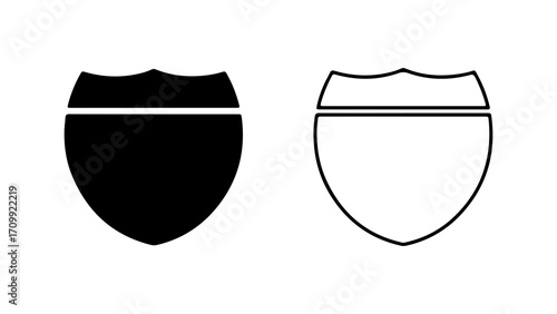 Interstate Highway Shield Icons Black and Outline Versions.