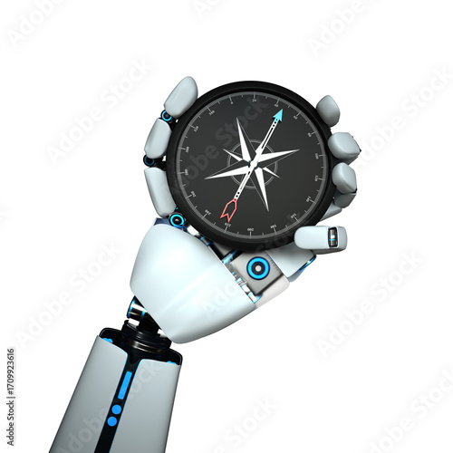 Robot Hand Compass Growth. 3d illustration. 