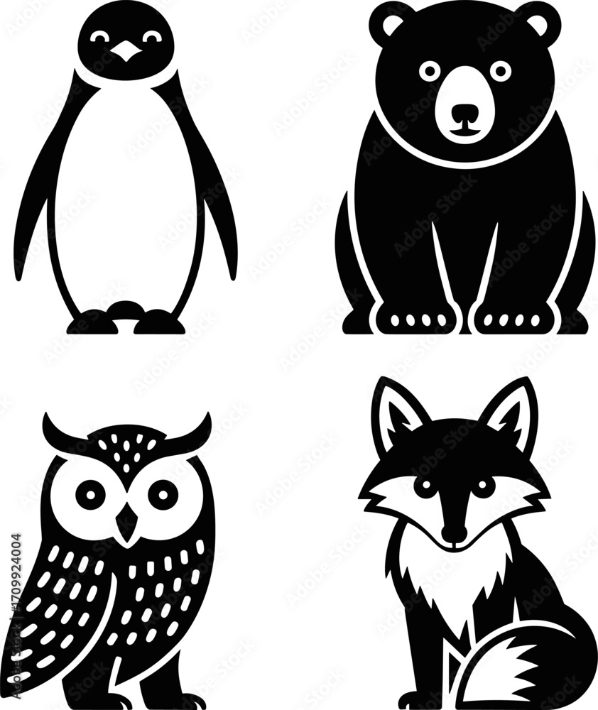 Obraz premium Charming Woodland and Arctic Animal Icon Bundle for Engaging Designs and Creative Projects